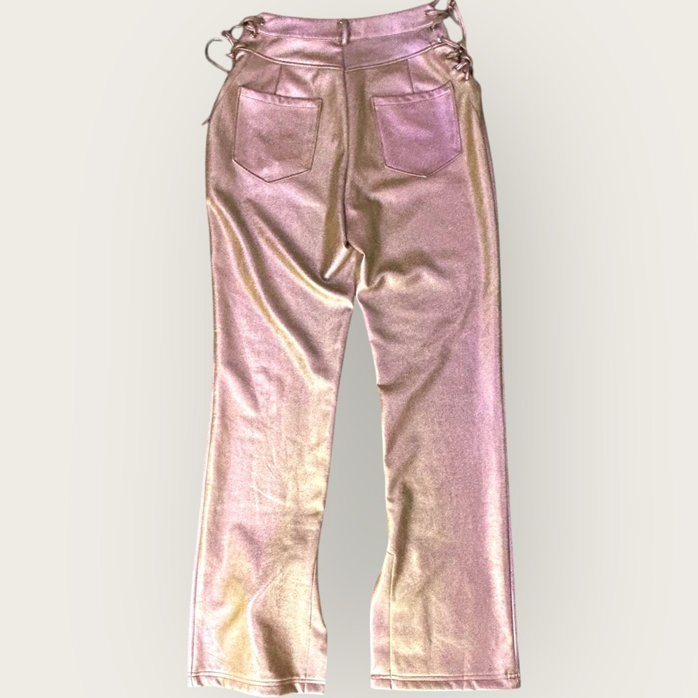 Nicholas Valeria Rainbow Shimmer Pink Lace-Up Pants‎ - Size 8 - Picture 3 of 6